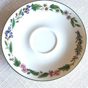 Set of 8 Saucers Worcester Herbs (Green Trim) by Royal Worcester